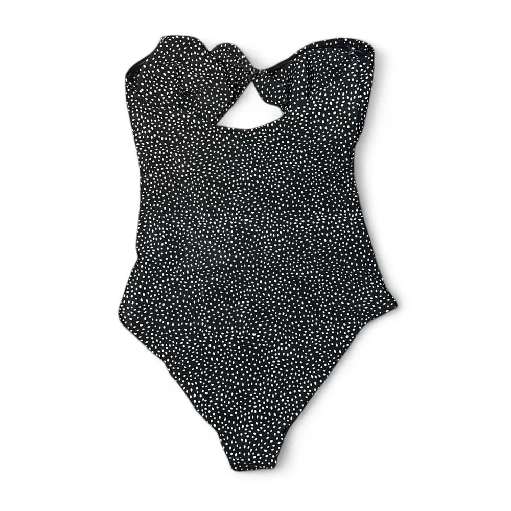 NWT MINKPINK Mantaray Tie Retro Black Polka Dot One-Piece Swimsuit — MEDIUM